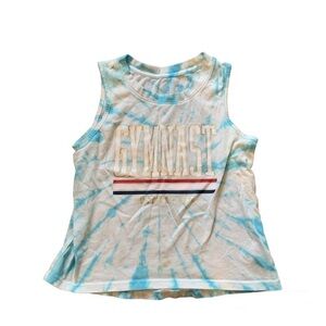 JUSTICE Blue & White Tie Dye Gymnast Sleeveless Top size 8